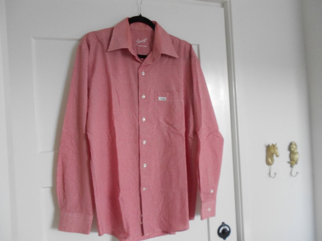 Dimaggio Easy Care Overhemd Rood/Wit Blokje Maat 40/M, Dimaggio, Verzenden, Halswijdte 39/40 (M), Zo goed als nieuw