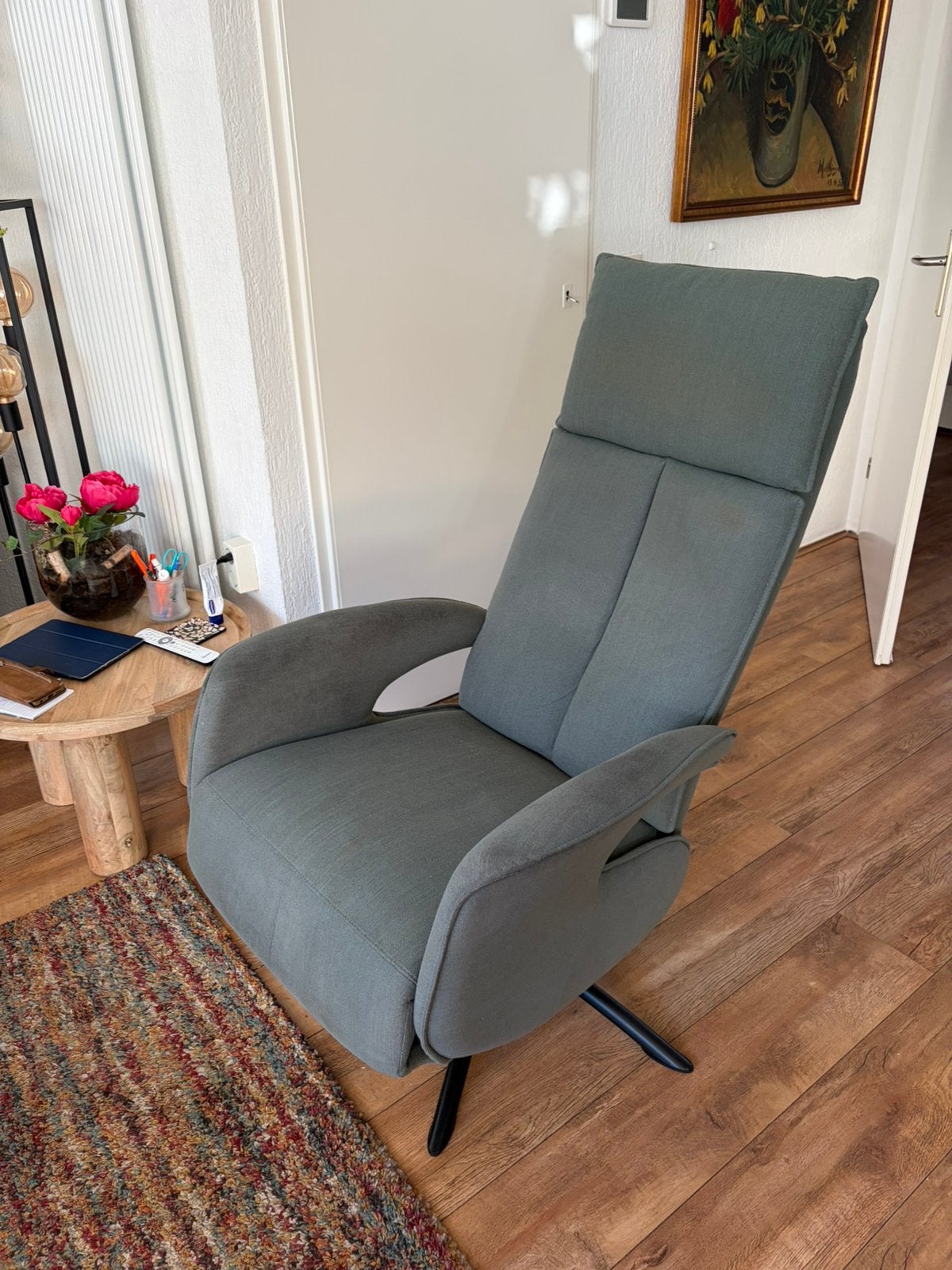 Mooie relax fauteuil, Ophalen, Minder dan 75 cm, Zo goed als nieuw, Stof