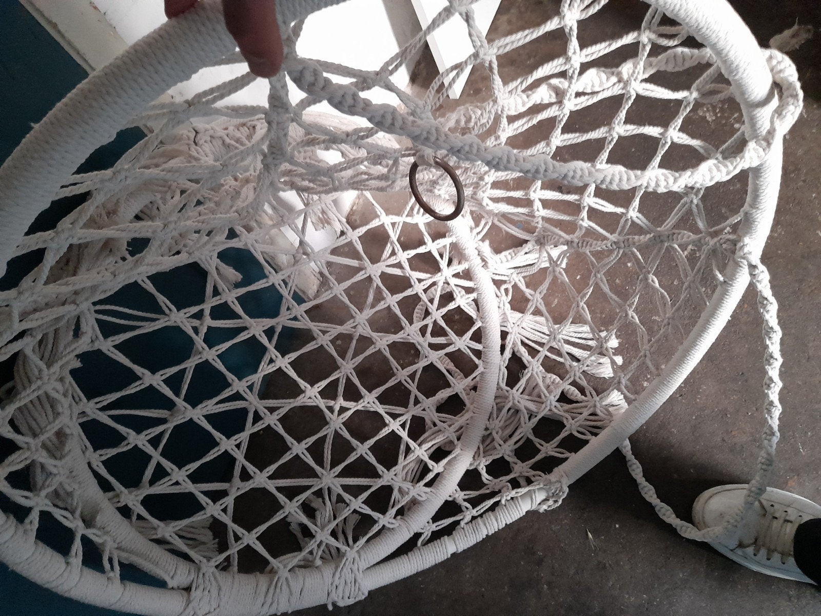 Hangstoel van macramé, wit, Overige materialen, Wit, Bohemian, Ophalen of Verzenden