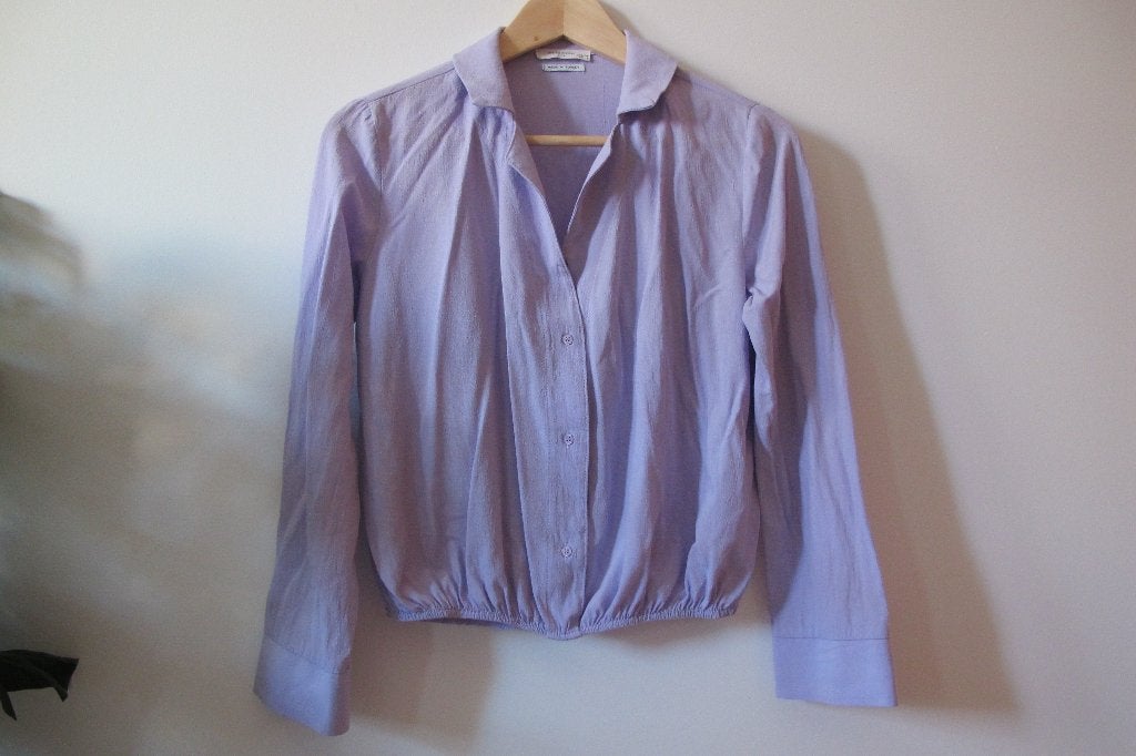 Lila smocked blouse (Reserved), Paars, Ophalen of Verzenden, Zo goed als nieuw, Maat 34 (XS) of kleiner