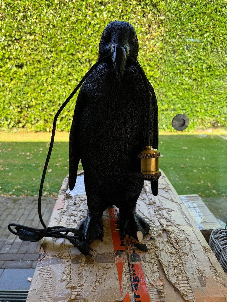 Tafellamp Pinguin met verzendschade, zwart., Overige typen, Nieuw, Zwart, E27 (groot)