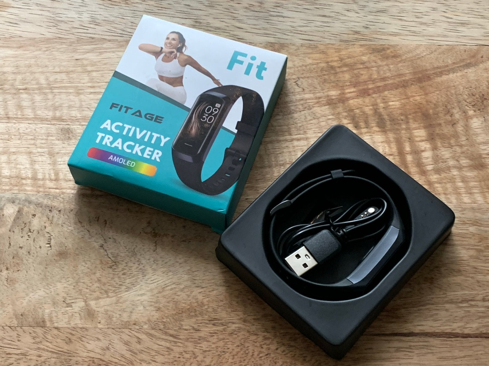 FitAge Activity Tracker AMOLED, Sieraden, Tassen en Uiterlijk, Activity trackers, Ophalen, Zwart, Zo goed als nieuw, Waterdicht