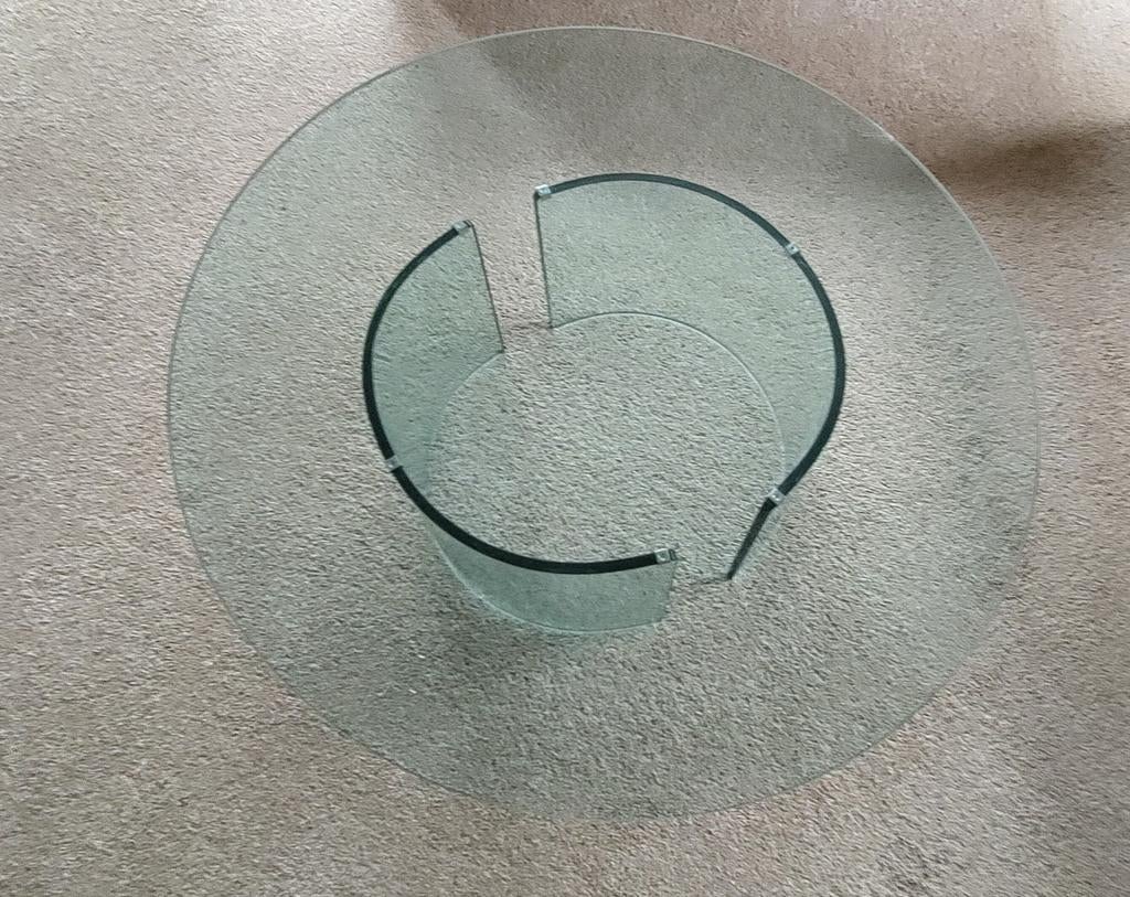 Italiaans design ronde glazen salontafel van Luigi Massoni, Ophalen, Rond, Mid-century Modern, Italiaans Design, Glas