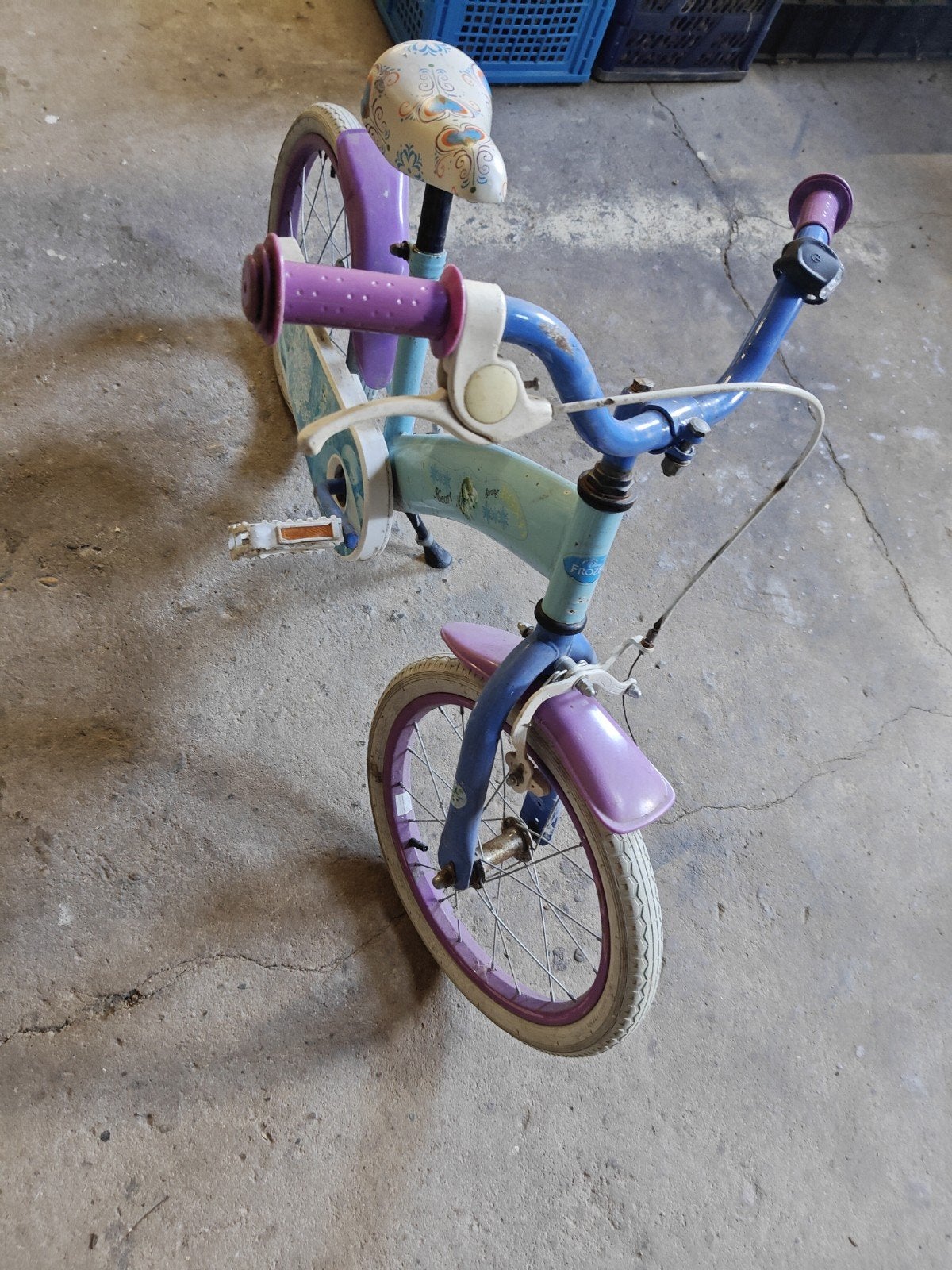 kinderfiets 16", thema 'Frozen', Ophalen of Verzenden, Gebruikt, Terugtraprem, 16 tot 20 inch