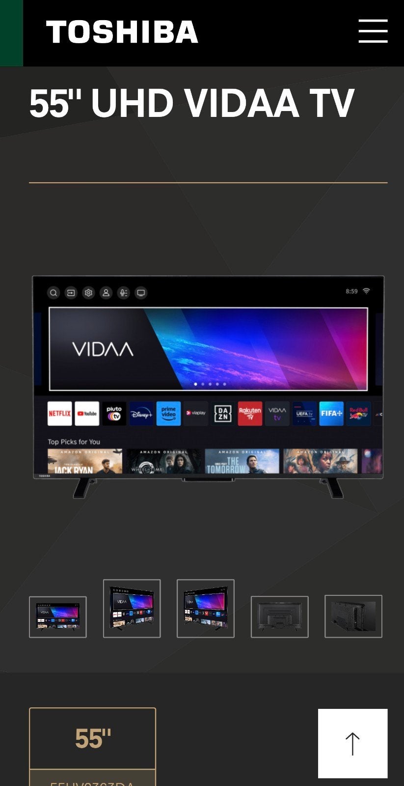 Toshiba tv 55 inch 4k, Audio, Tv en Foto, Televisies, Ophalen of Verzenden, 100 cm of meer, 50 Hz, Toshiba