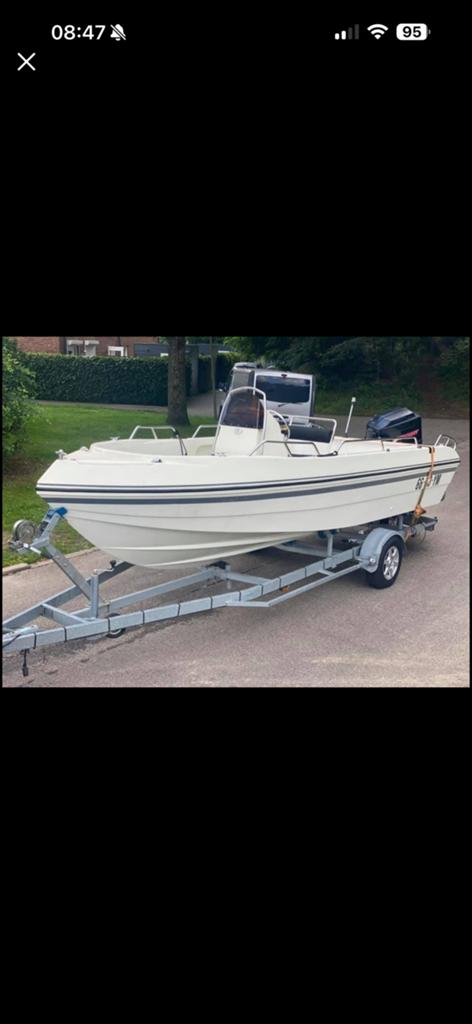 Onwijs dikke consoleboot met trailer en 150pk mercury, Watersport en Boten, Speedboten, Ophalen of Verzenden, Zo goed als nieuw
