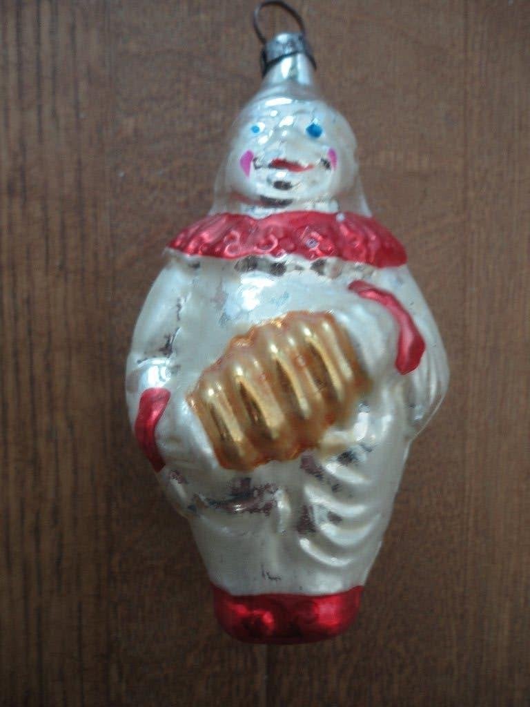 Mooie oude glazen kerstbal clown met een trekharmonica, Diversen, Ophalen of Verzenden, Gebruikt