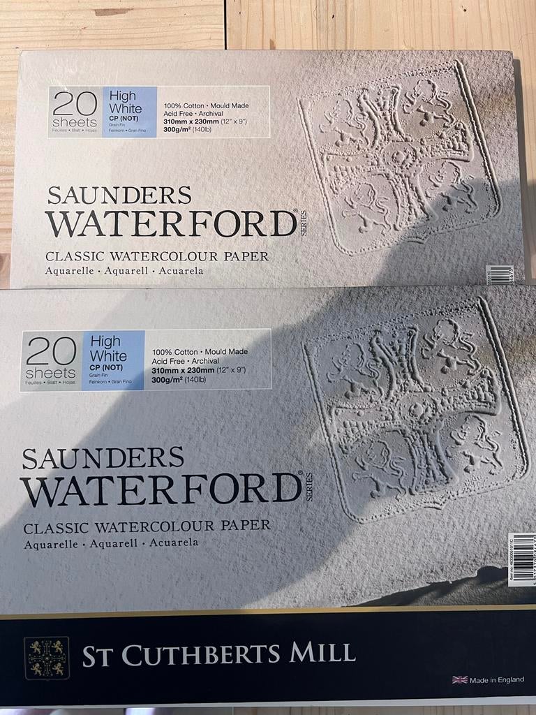 2 x Saunders Waterford Aquarelpapier - Extra Wit 31x23cm, Hobby en Vrije tijd, Tekenen, Ophalen of Verzenden, Nieuw, Papier, Schets- of Tekenboek