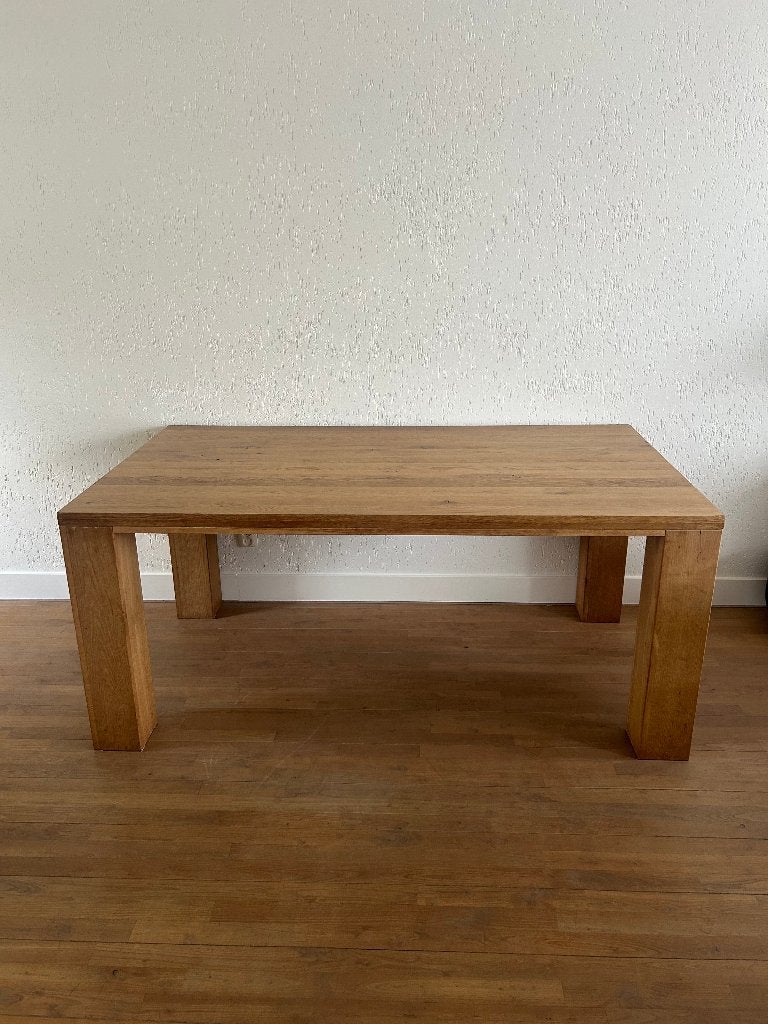 Robuuste eettafel van massief eikenhout, Huis en Inrichting, Tafels | Eettafels, Ophalen, Gebruikt, Eikenhout, 50 tot 100 cm