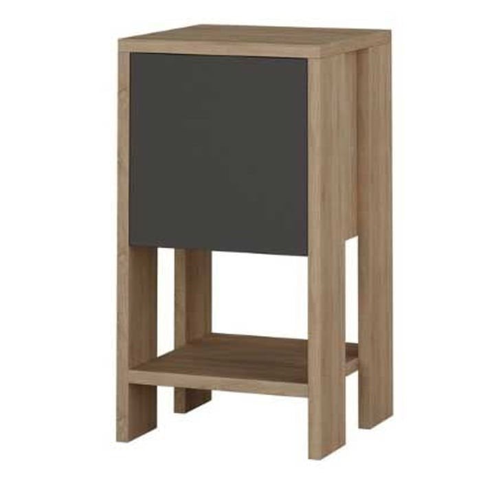 Ema Nachtkastje | 100% MELAMINE | Eiken, Antraciet | Niew, Minder dan 45 cm, Nieuw, Hout, 55 tot 70 cm