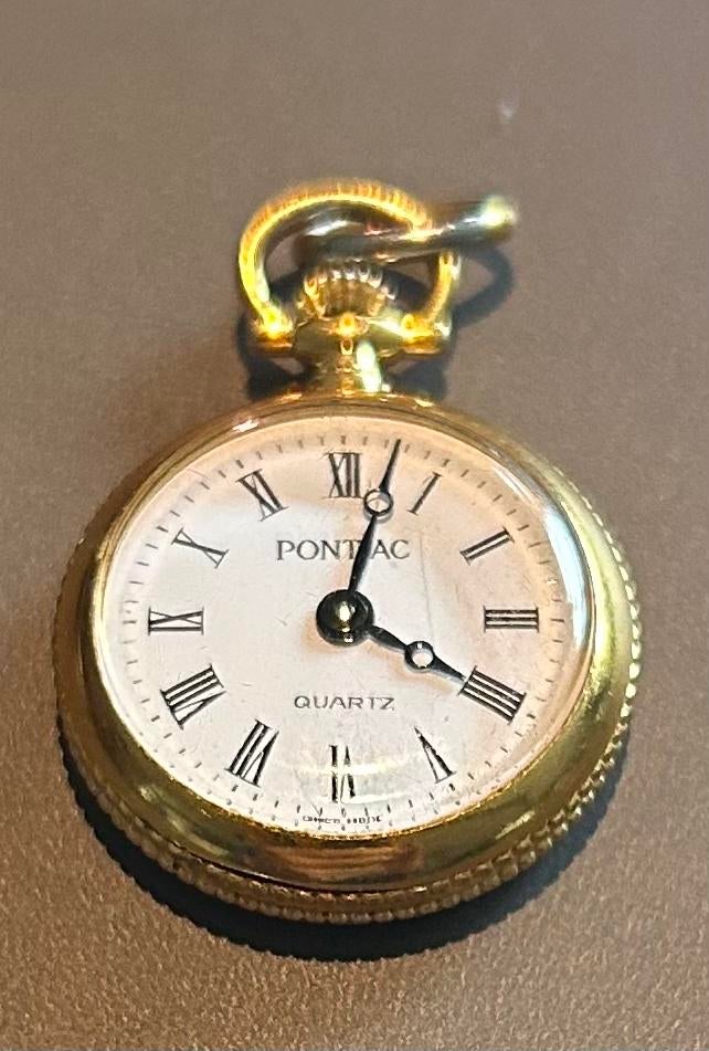 Pontiac Quartz Zakhorloge - Swiss made, Sieraden, Tassen en Uiterlijk, Horloges | Dames, Overige merken, Staal, Zakhorloge, Gebruikt