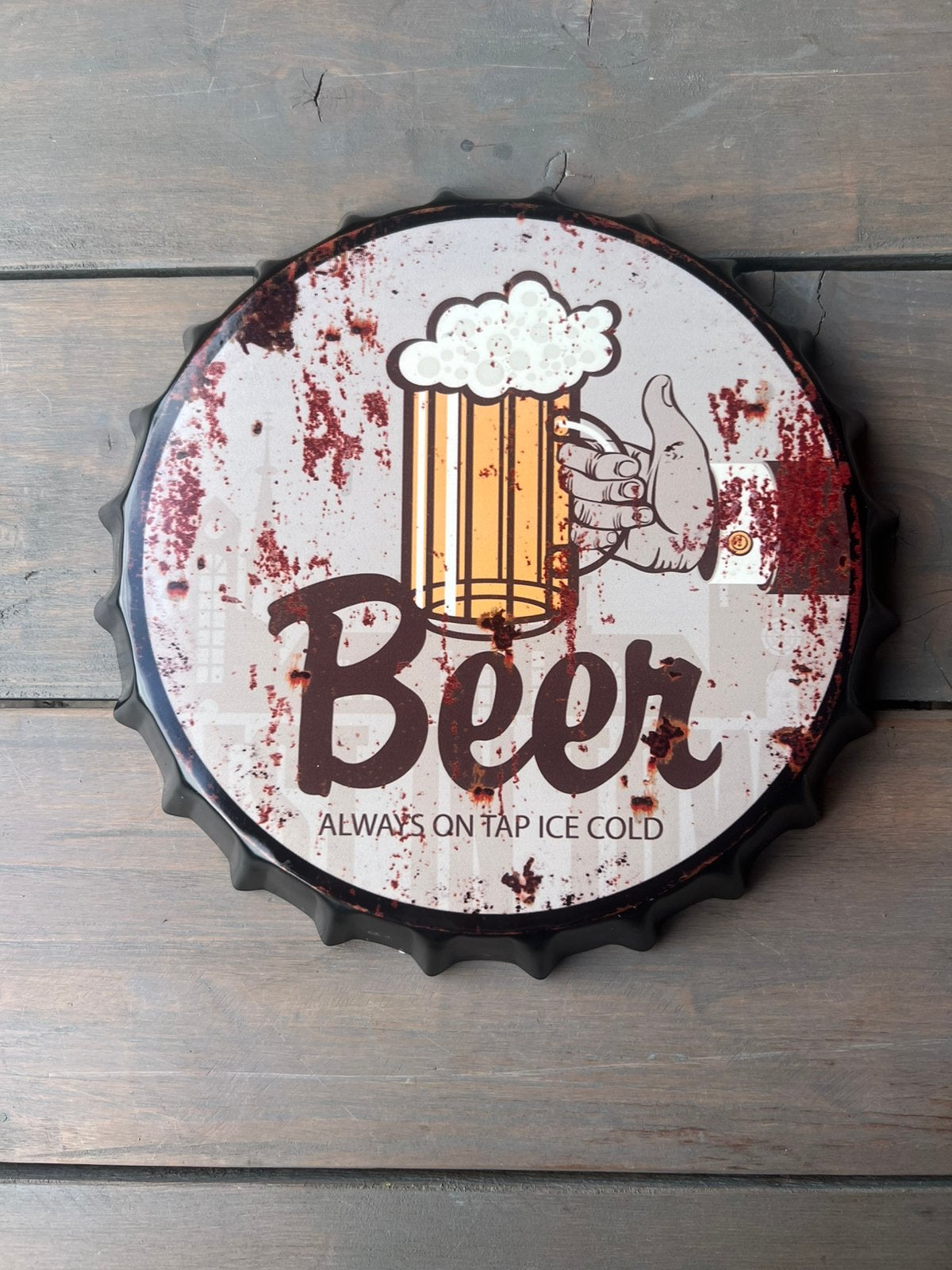 Metalen bord , Beer, 33 cm, clayre & eef, Metaal, 33 cm, 33 cm, Nieuw