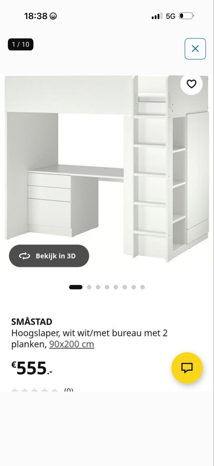 !!GRATIS!! IKEA SMÅSTAD Hoogslaper met bureau en opbergkast, Ophalen, Gebruikt, Eenpersoons, 200 cm
