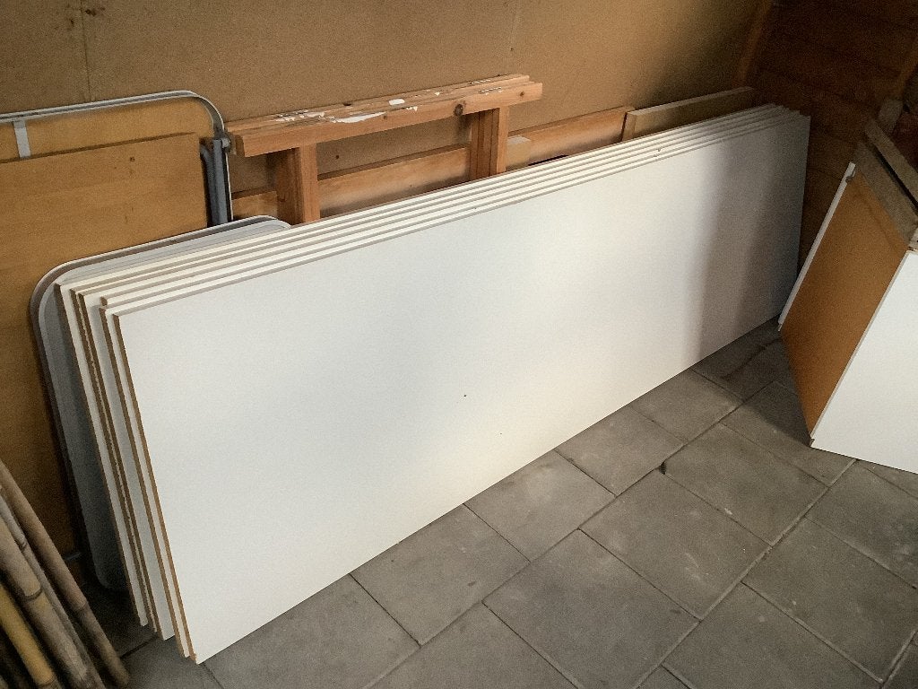 8 Planken 215 x 60 met rails en dragers, Ophalen, Zo goed als nieuw