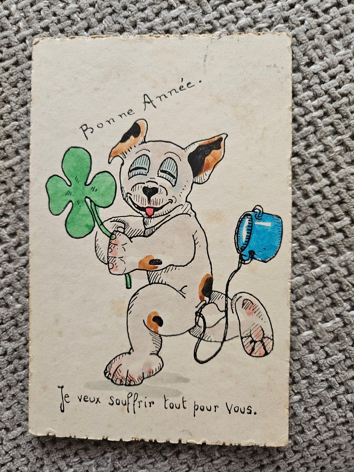 bonzo hondje en klavertje vier, Verzamelen, Ophalen of Verzenden, Voor 1920, Gelopen