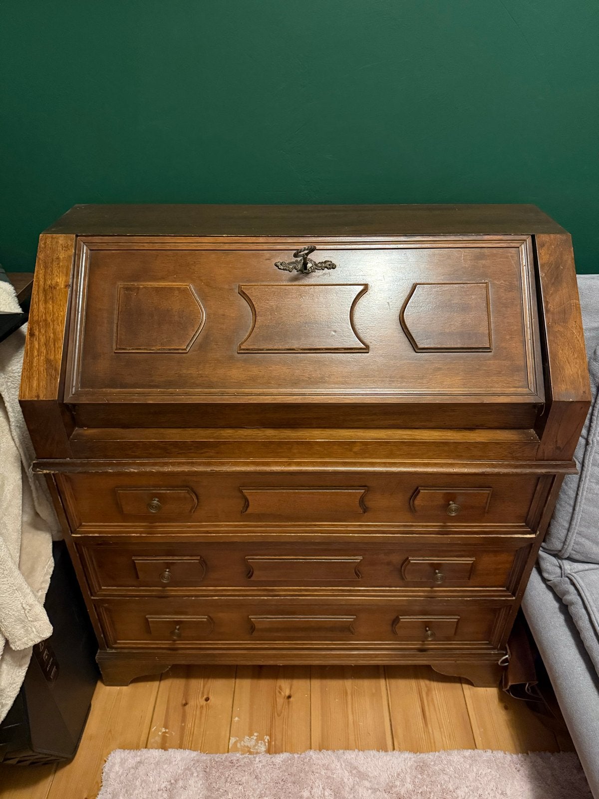 Houten secretaire met lades, Huis en Inrichting, Kasten | Secretaires, Ophalen, Gebruikt
