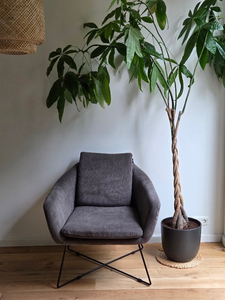 Grijze rib fauteuil van Riverdale, Huis en Inrichting, Ophalen, 75 tot 100 cm, Zo goed als nieuw, Stof