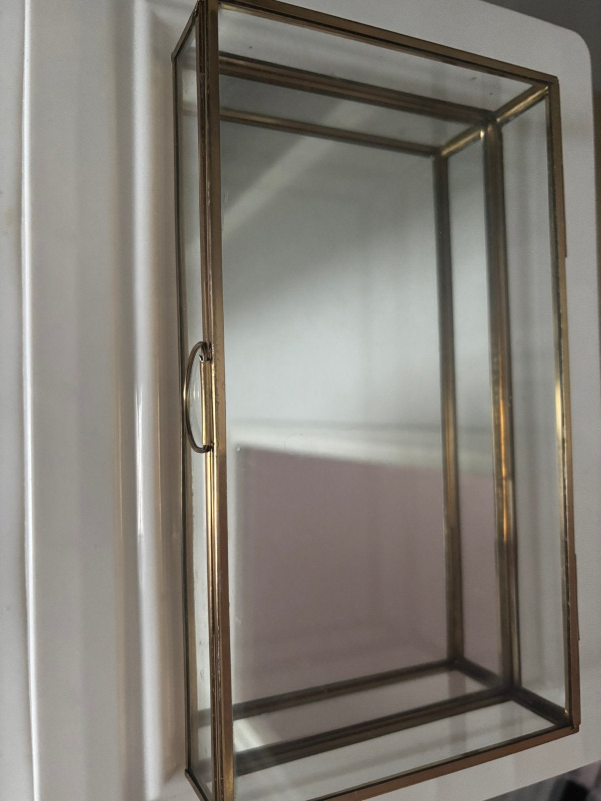 Glas met goud Weergavedoos, Huis en Inrichting, Kasten | Vitrinekasten, Minder dan 100 cm, 25 tot 50 cm, 50 tot 100 cm, Ophalen of Verzenden
