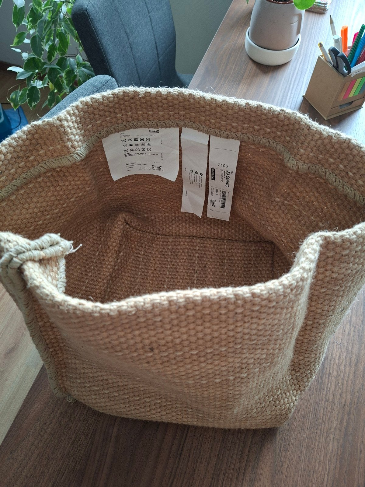 IKEA BASSÄNG Opbergmand - Zo goed als nieuw, Ophalen, Gevlochten, Mand, Textiel