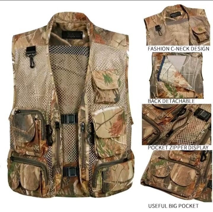 Camo Visvest met Veel Zakken - Ideaal voor Vissen/Jacht, Kleding | Heren, Ophalen of Verzenden, Nieuw, Onbekend