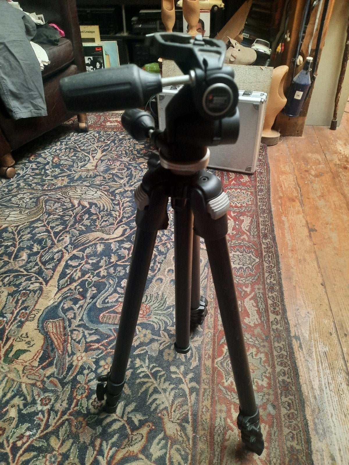 Manfrotto 055DB Statief met 804RC2 Statiefkop, Gebruikt, 150 tot 175 cm, Met waterpas, Manfrotto