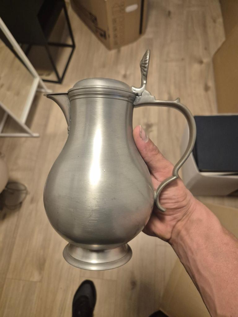 Antieke tinnen kan met 5 bekers, Antiek en Kunst, Antiek | Tin, Ophalen