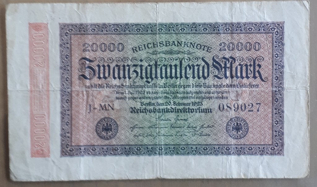 DUITSLAND: 20000 MARK 20/9/1923 P85, Postzegels en Munten, Bankbiljetten | Europa | Niet-Eurobiljetten, Ophalen of Verzenden, Duitsland
