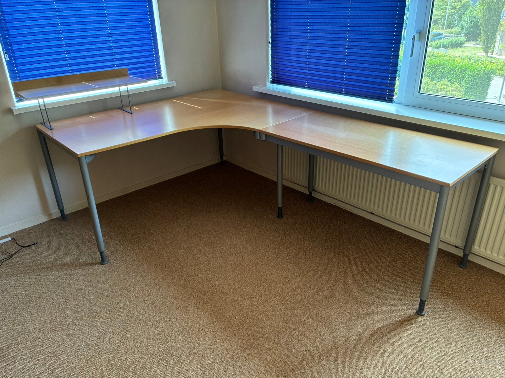 Bureau IKEA Effektiv, hoekopstelling, beuk, Ophalen, Gebruikt, Scandinavisch, Hoekbureau