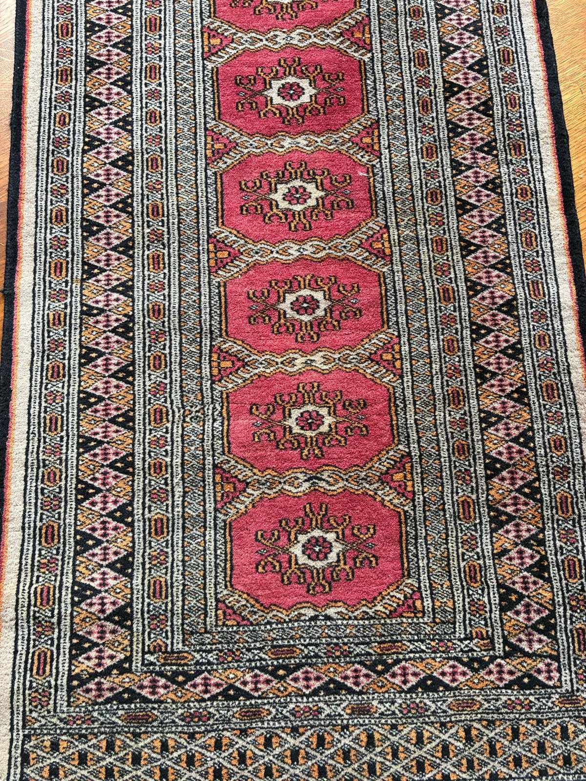 Vintage Oosterse Loper - Rood met Patroon, Minder dan 50 cm, Gebruikt, 200 cm of meer, Ophalen of Verzenden