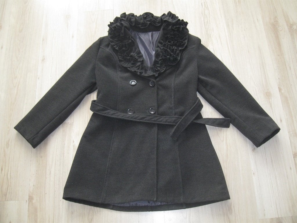 Elegante wollen jas, donkergrijs, maat L XL als nieuw, Ophalen of Verzenden, Zo goed als nieuw, Maat 42/44 (L), Grijs