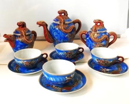 Draken dragon servies Japan porselein Kutani antiek😎😍✨💑👌, Ophalen of Verzenden