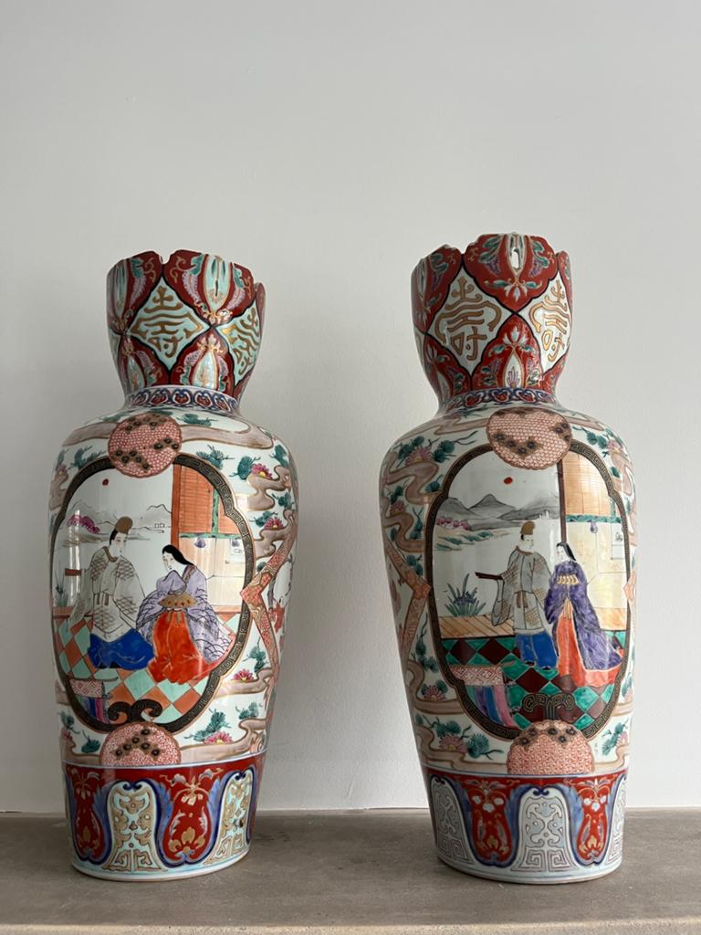 2 antieke japanse tulpvazen, Ophalen of Verzenden