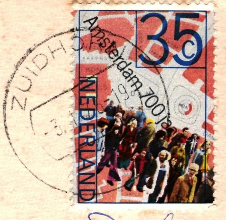 802588 Zuidhorn 1975 Groningen met zegel Amsterdam 700 jaar, Ophalen of Verzenden, 1960 tot 1980, Gelopen, Groningen