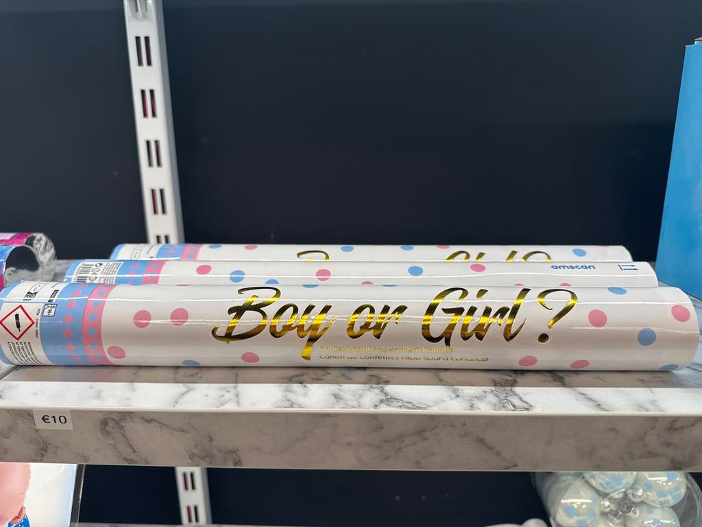 Boy or Girl? Confetti Kanon - Gender Reveal Feestartikel, Ophalen, Nieuw, Feestartikel, Geboorte of Huwelijk