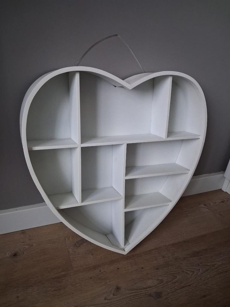 Houten hart met vakjes voor aan de muur, Gebruikt, Hout, Ophalen of Verzenden, Wandbord of Wandpaneel