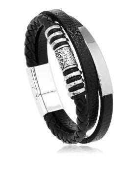 Trendy lederen armband, Sieraden, Tassen en Uiterlijk, Ophalen of Verzenden, Nieuw, Zwart, Leer