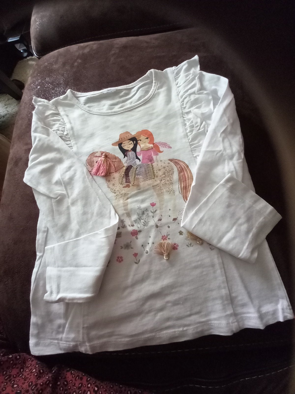 grappig shirt met applicatie mt 110/116, Ophalen of Verzenden, Meisje, Shirt of Longsleeve