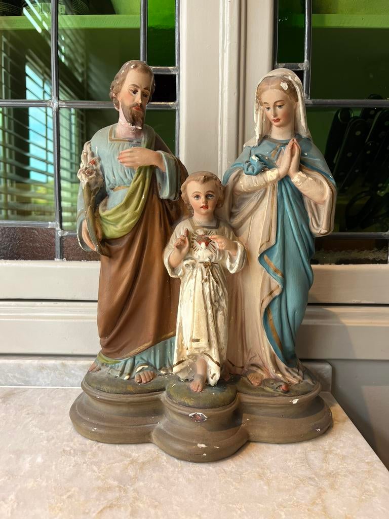 Heilig familie beeld/jozef,maria en jezus, Antiek en Kunst, Antiek | Religie, Ophalen