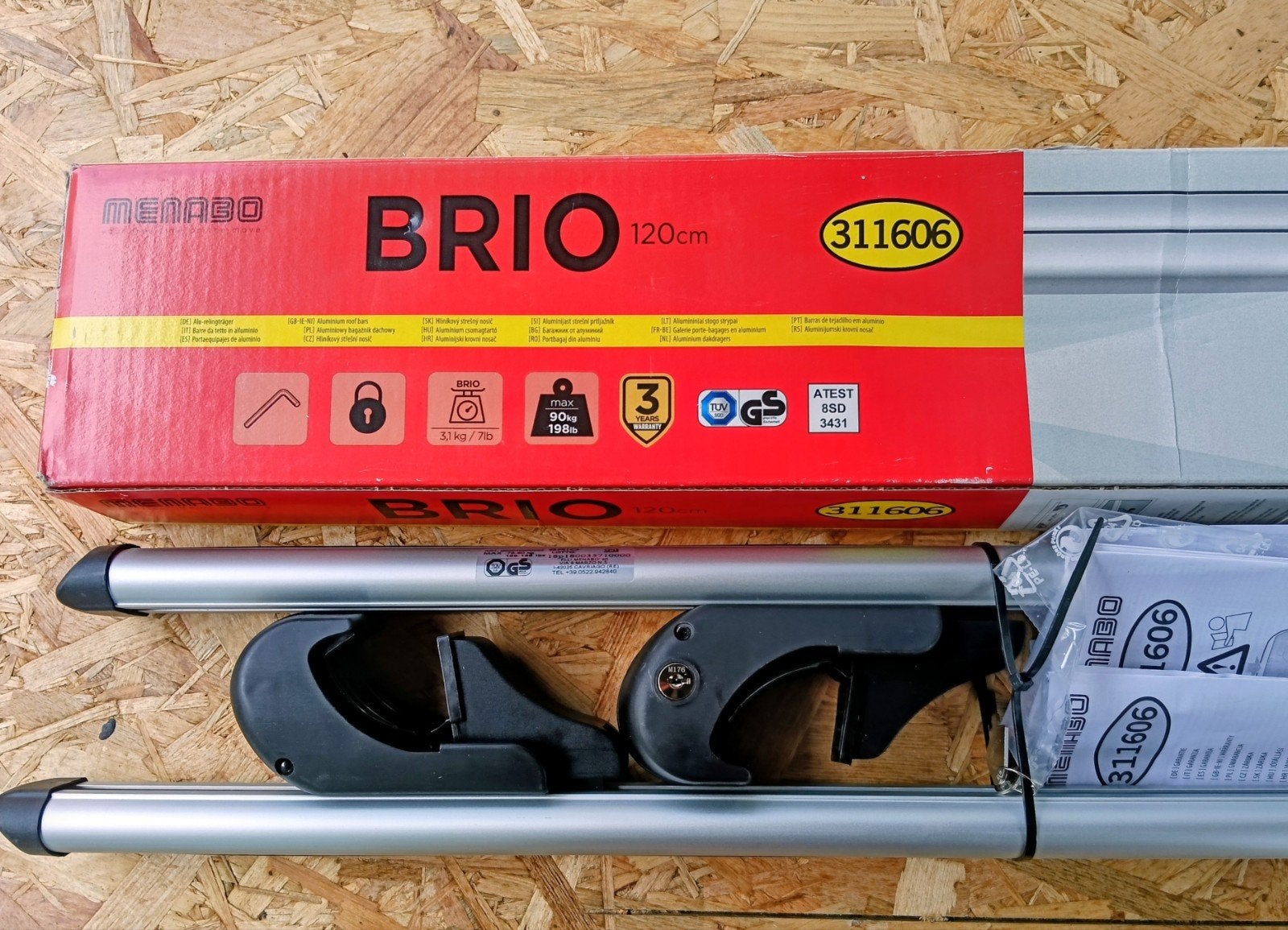 Menabo Brio dakdragerset voor open dakrail - 120 cm breed, Ophalen