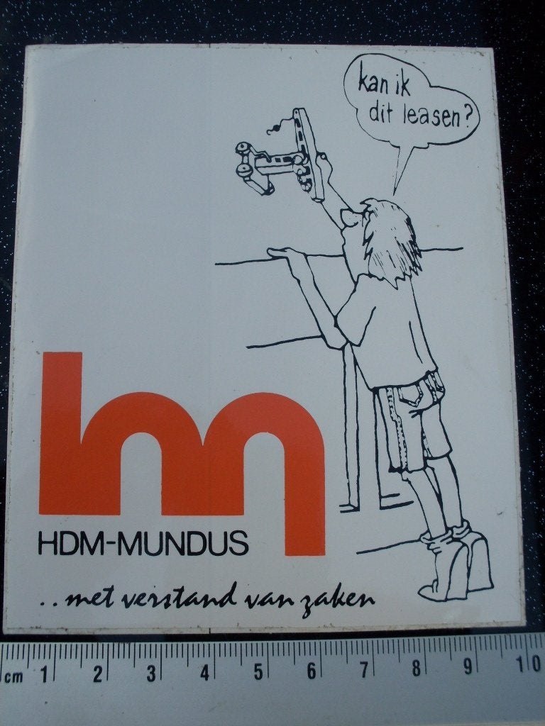 sticker HDM-mundus logo HM met verstand van zaken leasen?, Verzenden, Zo goed als nieuw, Bedrijf of Vereniging