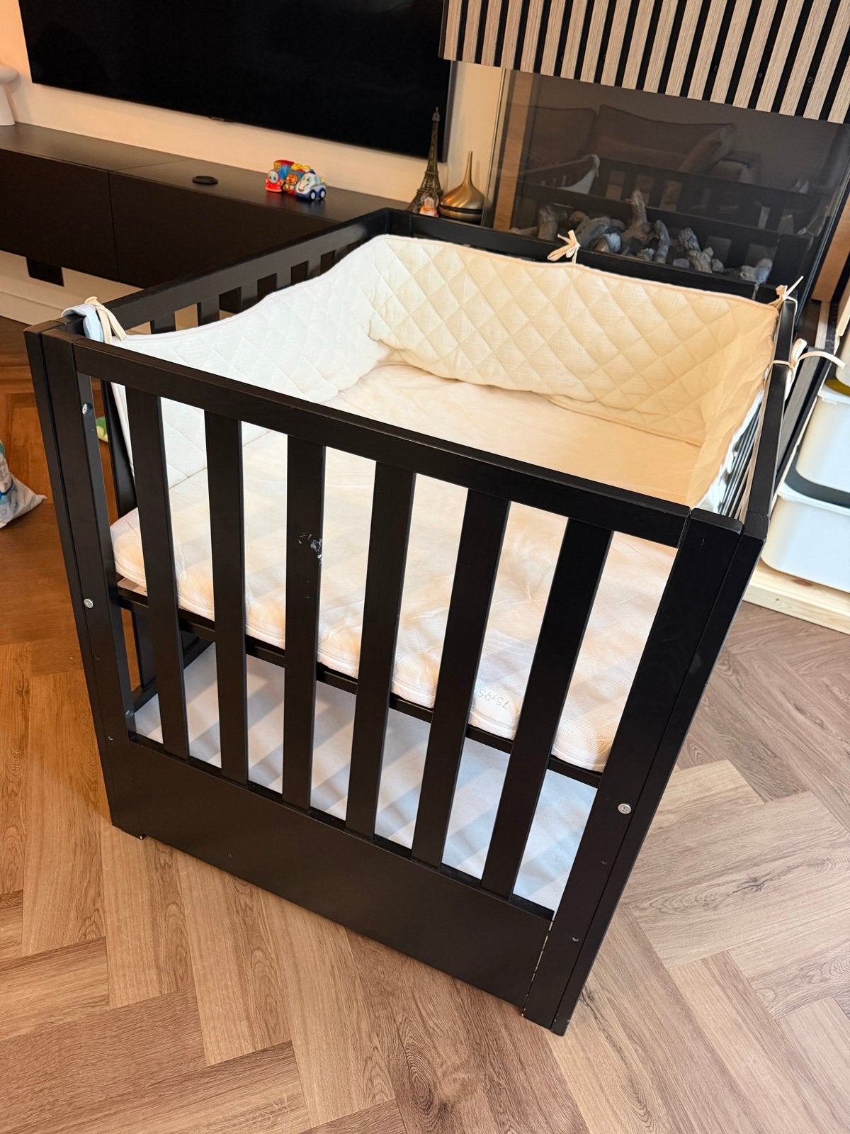 Zwarte Ledikant met Lade en Matras, Ophalen, Gebruikt, Ledikant