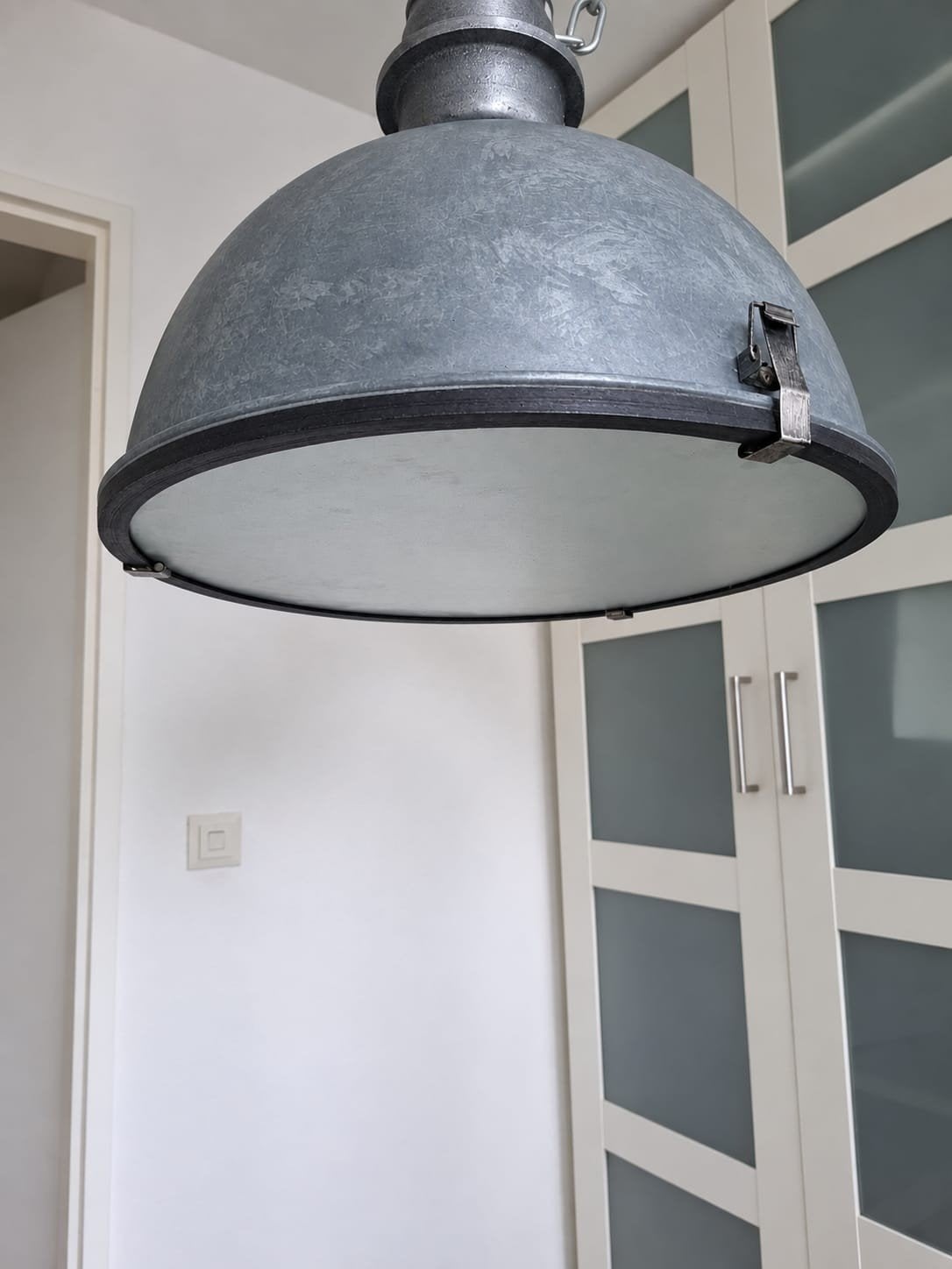 Industriële hanglamp - Metaal - Grote koepel, Ophalen, Gebruikt, E27 (groot), Industrieel, Vintage