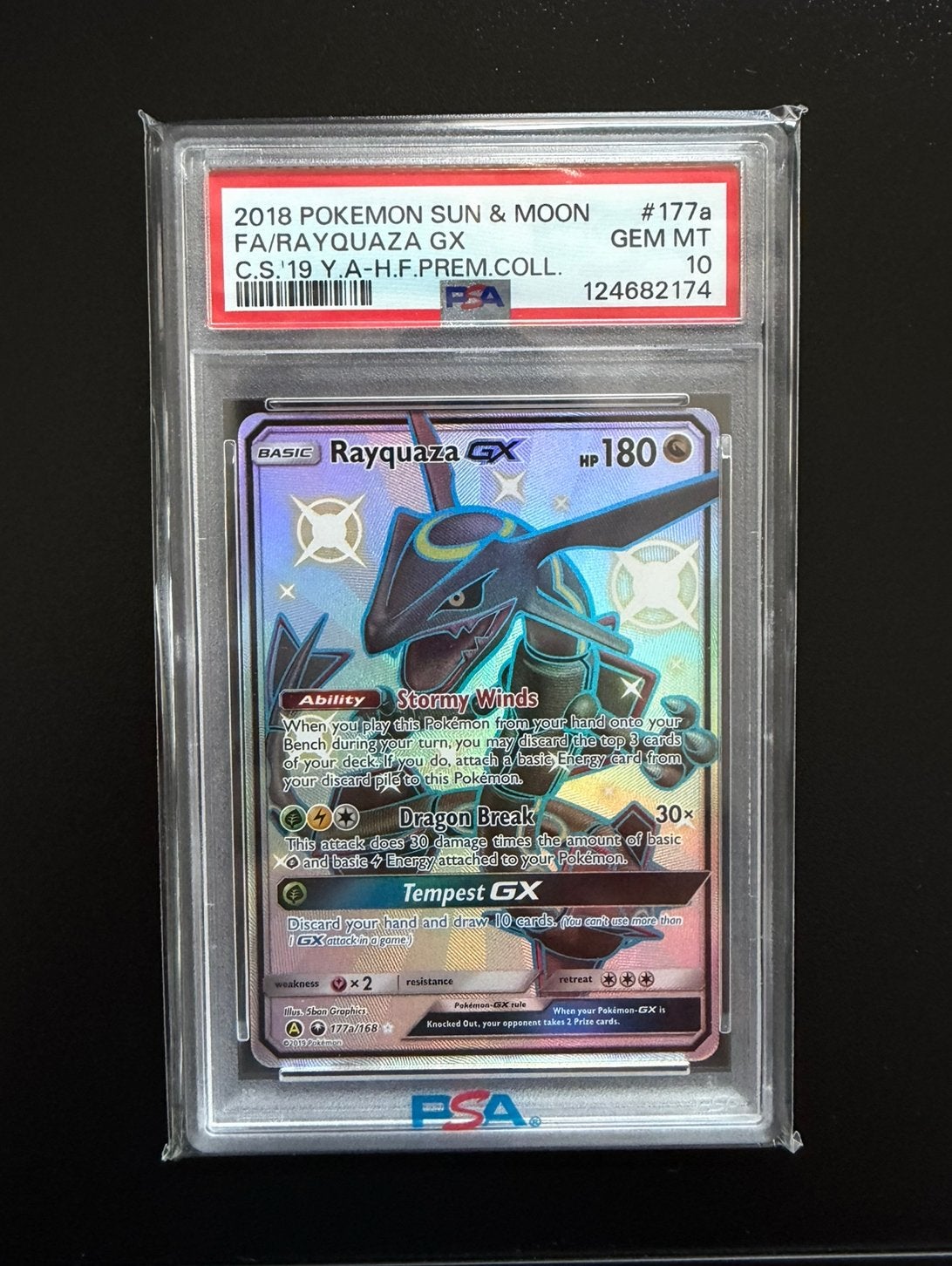 Pokemon Rayquaza 177a/168 Hidden Fates PSA 10 GEM MINT, Ophalen of Verzenden, Nieuw, Losse kaart, Foil