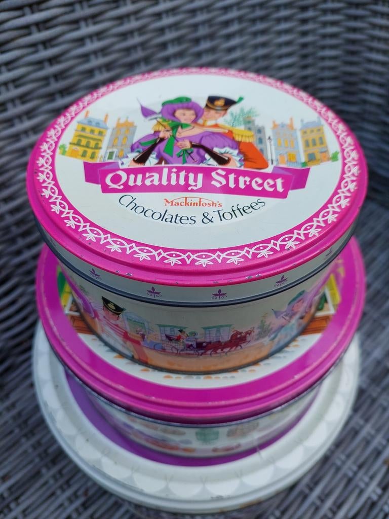 Vintage Mackingtosh's Quality Street Blikken - Set van 2, Ophalen of Verzenden, Gebruikt, Koek(jes), Overige merken