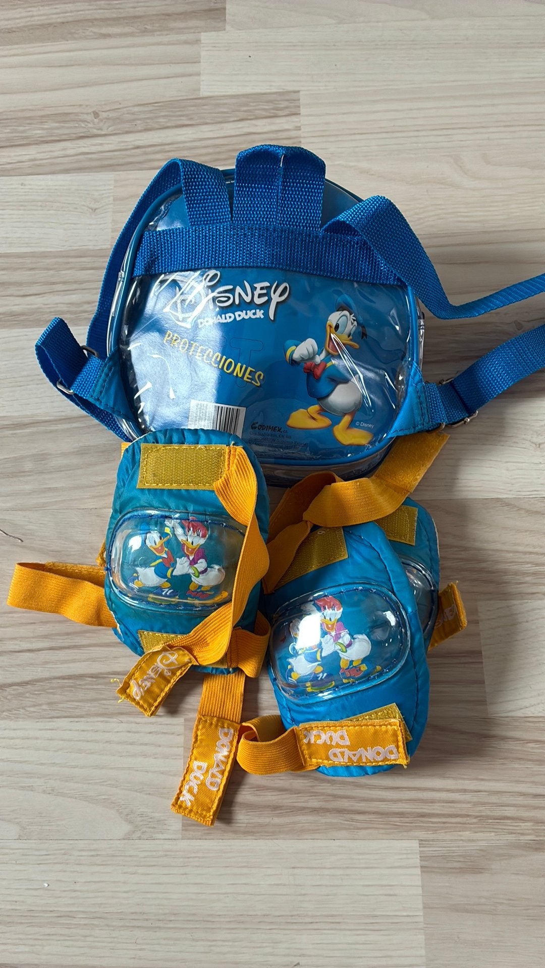 Donald Duck Beschermset Knie- en Elleboogbeschermers, Ophalen of Verzenden, Verstelbaar, Zo goed als nieuw, Kinderen