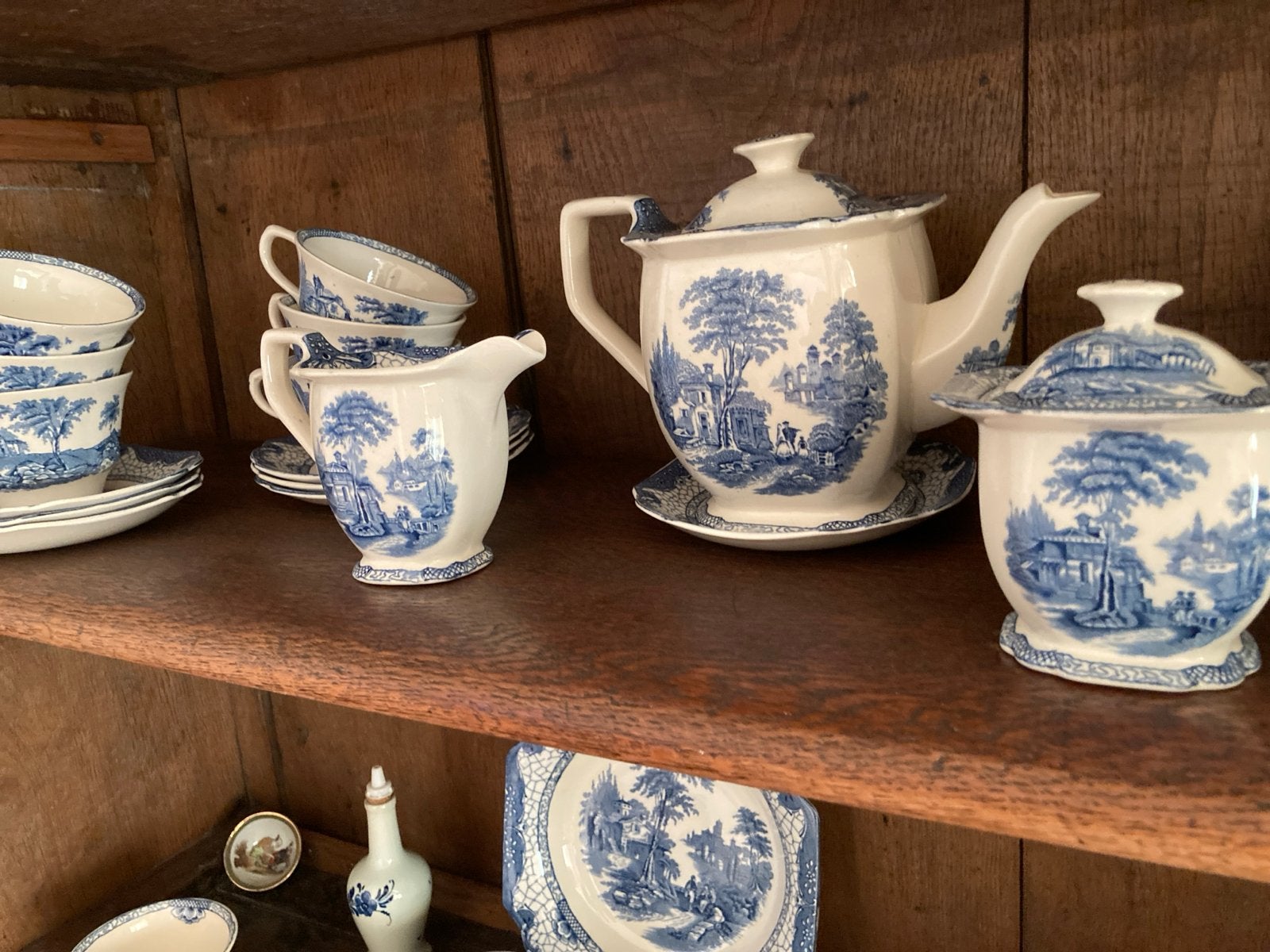 Adams Landscape Theeservies - Blauw en Wit Porselein, Ophalen of Verzenden