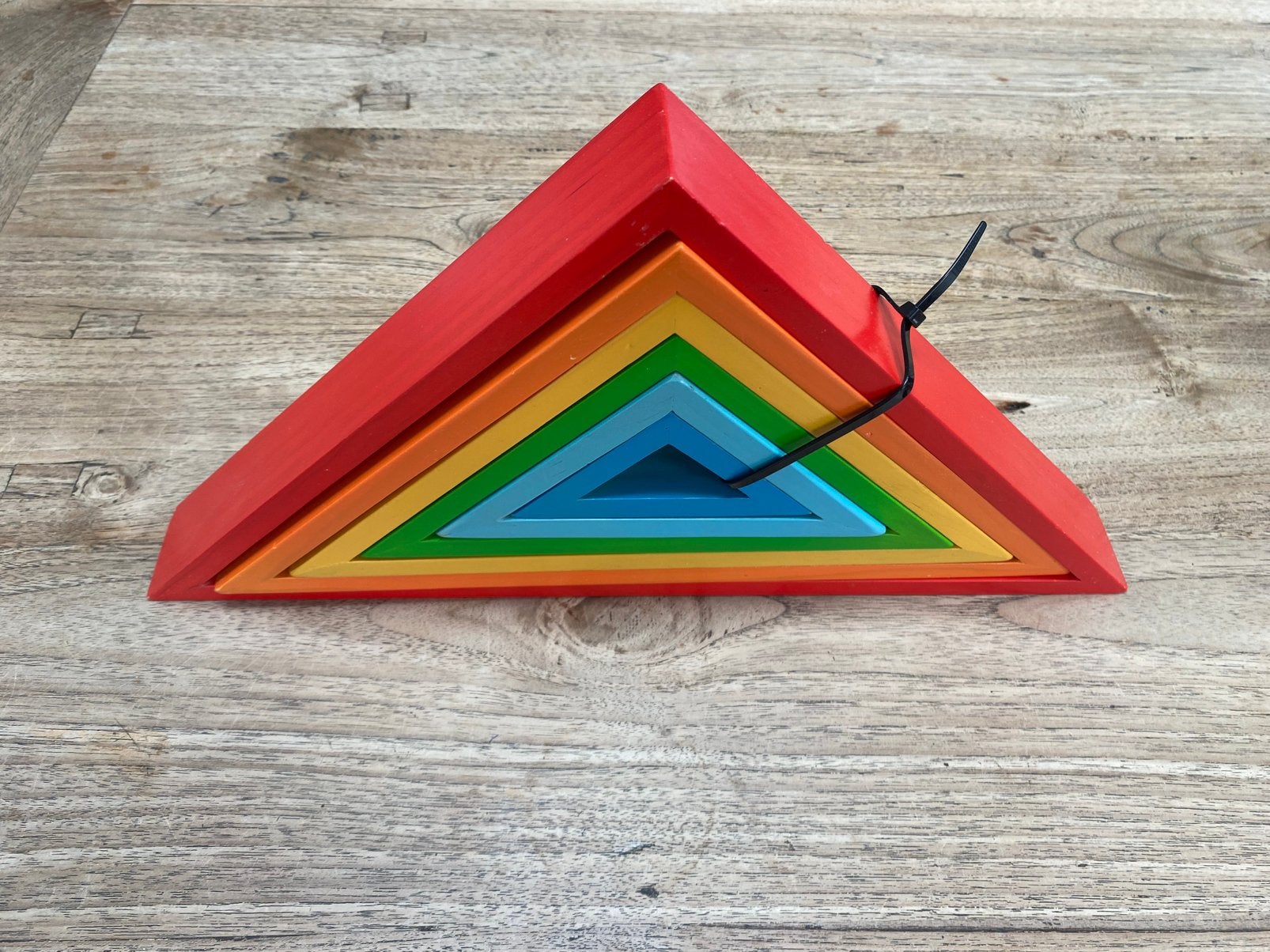 Bigjigs Houten stapel driehoeken, zgan, Ophalen of Verzenden, Zo goed als nieuw