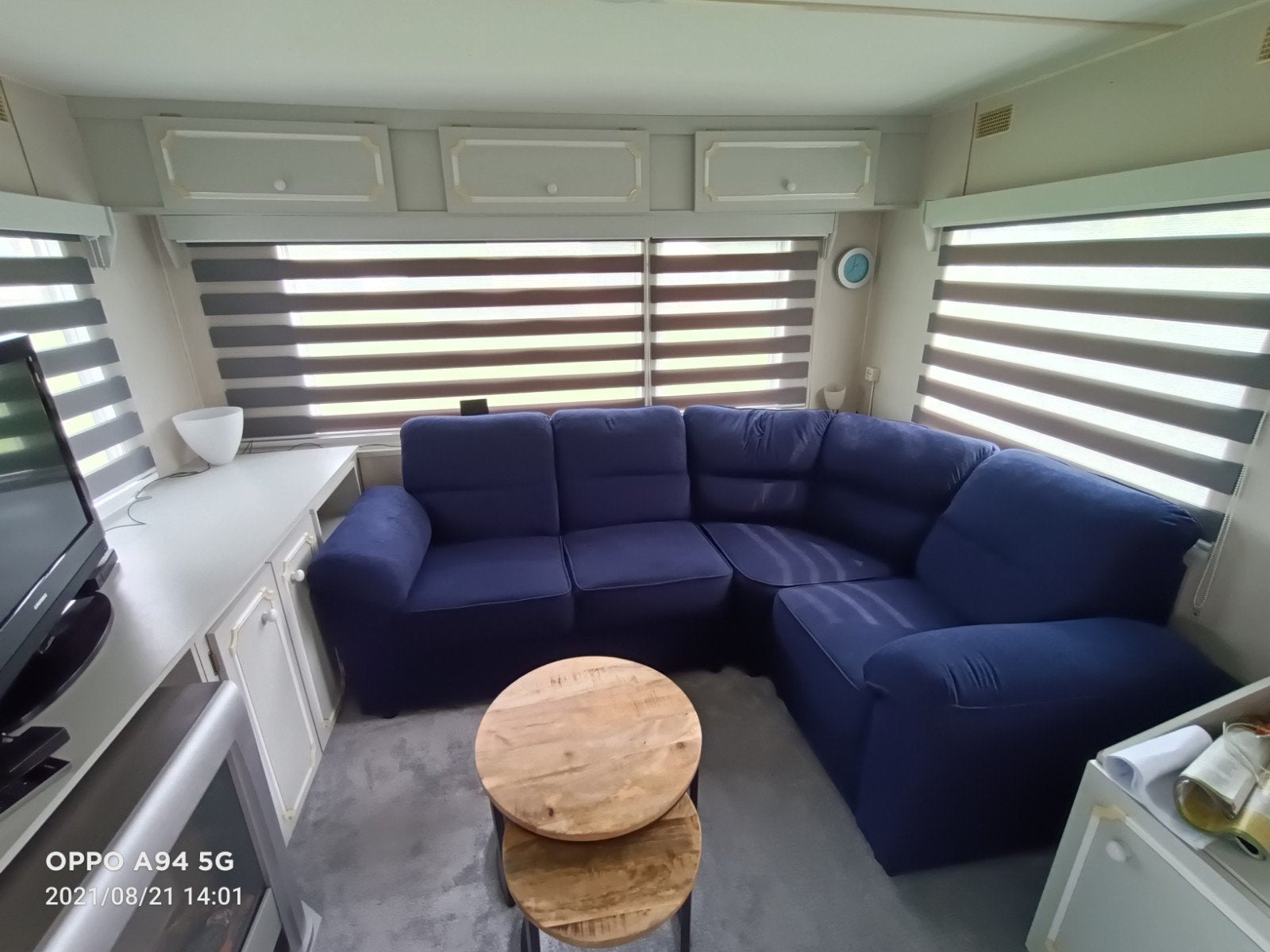 Bankstel en trapje in nieuwstaat - voor chalet/caravan, Caravans en Kamperen, Ophalen, Zo goed als nieuw