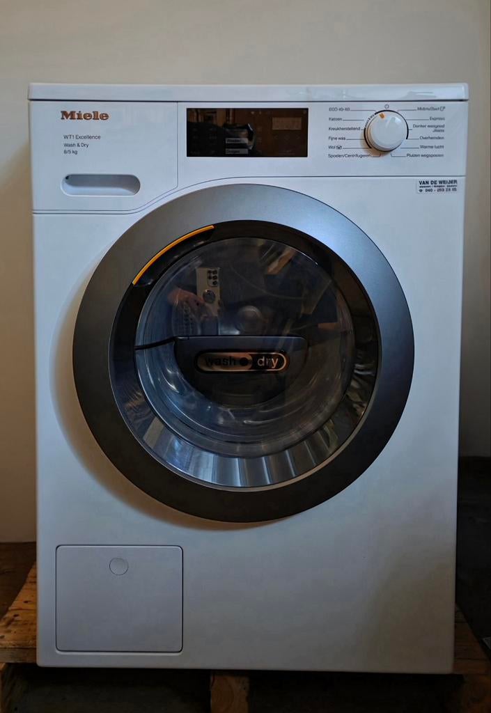 Miele WT1 Excellence 2022 Wast perfect, droger heeft storing, 8 tot 10 kg, Ophalen, Zo goed als nieuw, 85 tot 90 cm