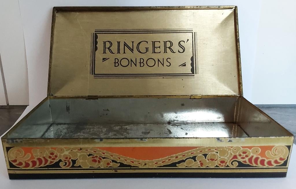 Oud bonbonsblik van Ringers chocolade, Antiek en Kunst, Ophalen of Verzenden